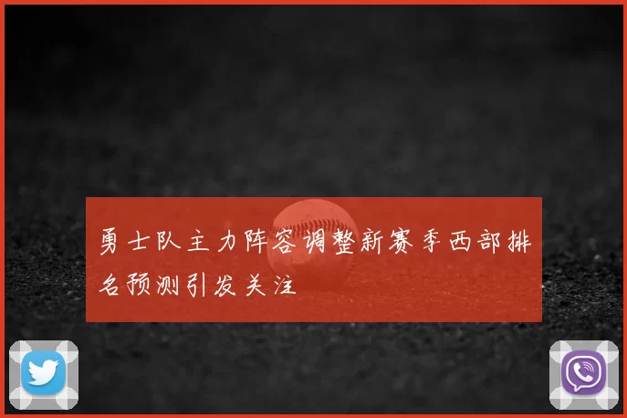 勇士队主力阵容调整新赛季西部排名预测引发关注